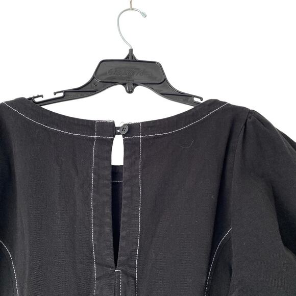 R.G. Kane Helena Black Mini Dress Dramatic Puff Sleeve Fit Flare NWTs size large - Picture 6 of 10